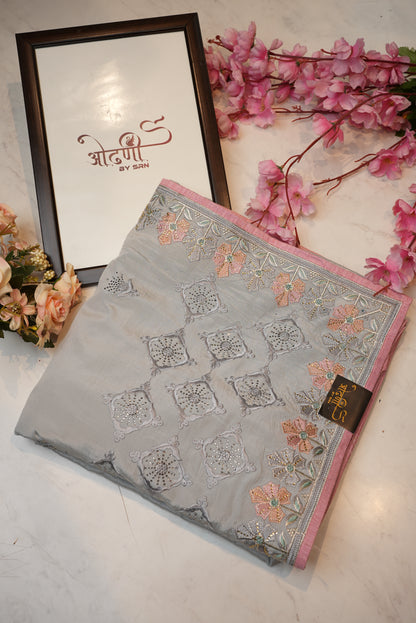 vichitra fabric saree with embroidery work ##SR092