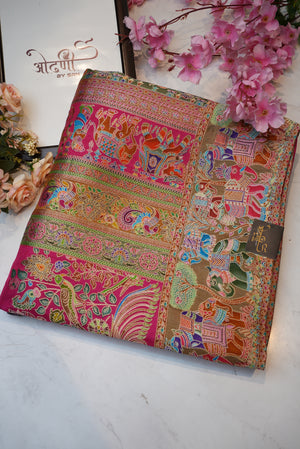 dolla fabric saree with position print & multi zari weaving ##SR094