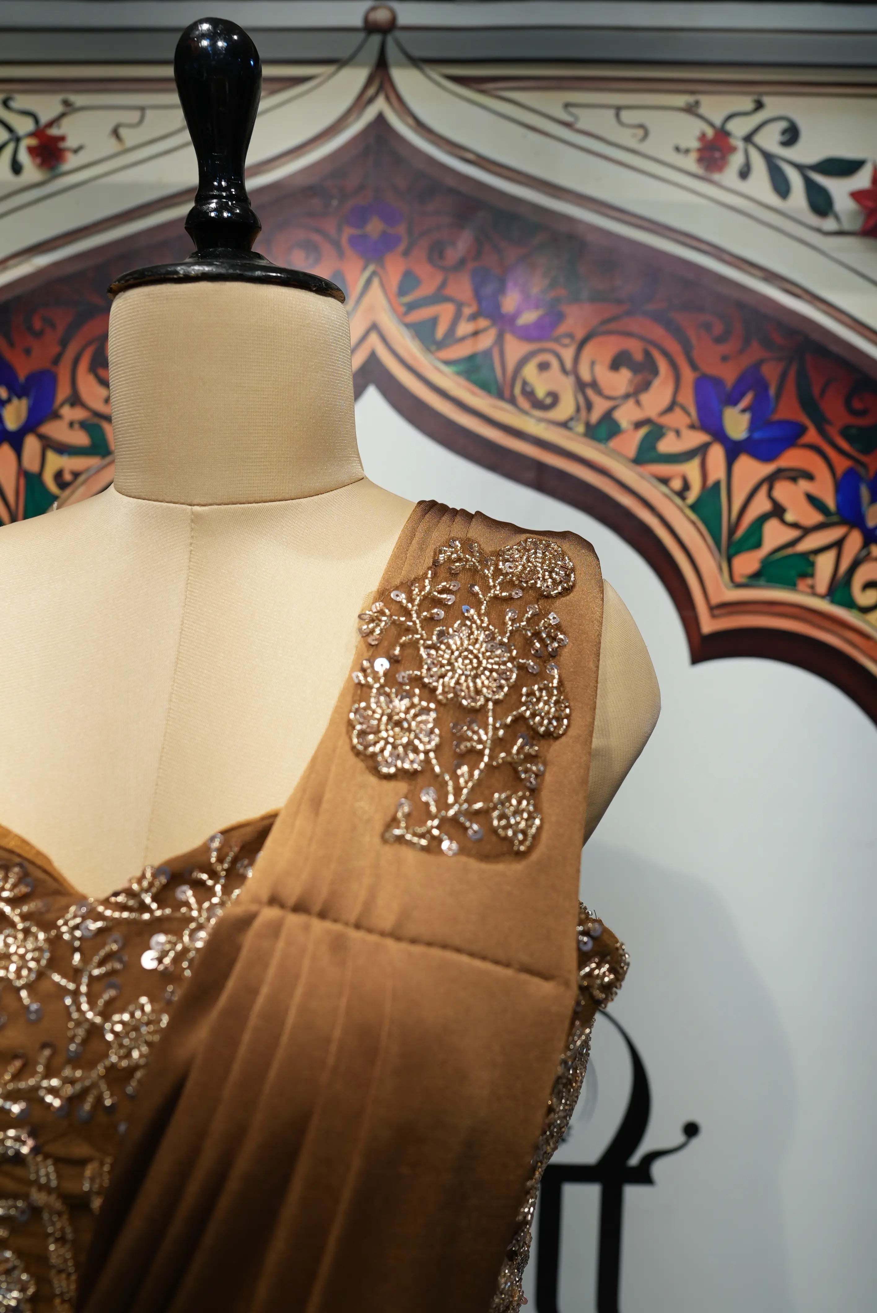 Elegant Brown Designer Saree with Embroidered Blouse – Premium Party Wear