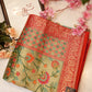 dolla fabric saree with multi zari flowers zero to hundred tone & contrast zari border blouse ##SR095