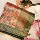 dolla fabric saree with multi zari flowers zero to hundred tone & contrast zari border blouse ##SR095