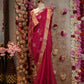 SHIMMER CHIFFON FABRIC SAREE WITH EMBROIDERY BUTA AND BANARASI WEAVING BORDER (WITH BLOUSE) ##SR0176