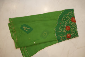 DARBARI SAREE WITH AARI TARI WORK & LADDU BANDHEJ ON ROYAL CHIFFON FABRIC (WITHOUT BLOUSE)  ##SR421