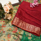 dolla fabric saree with multi zari flowers zero to hundred tone & contrast zari border blouse ##SR095