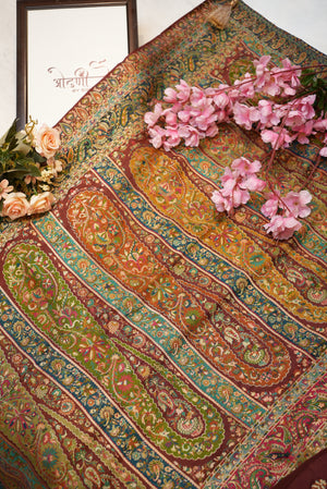 pure pashmina dola fabric saree with kalam kari weaving ##SR097