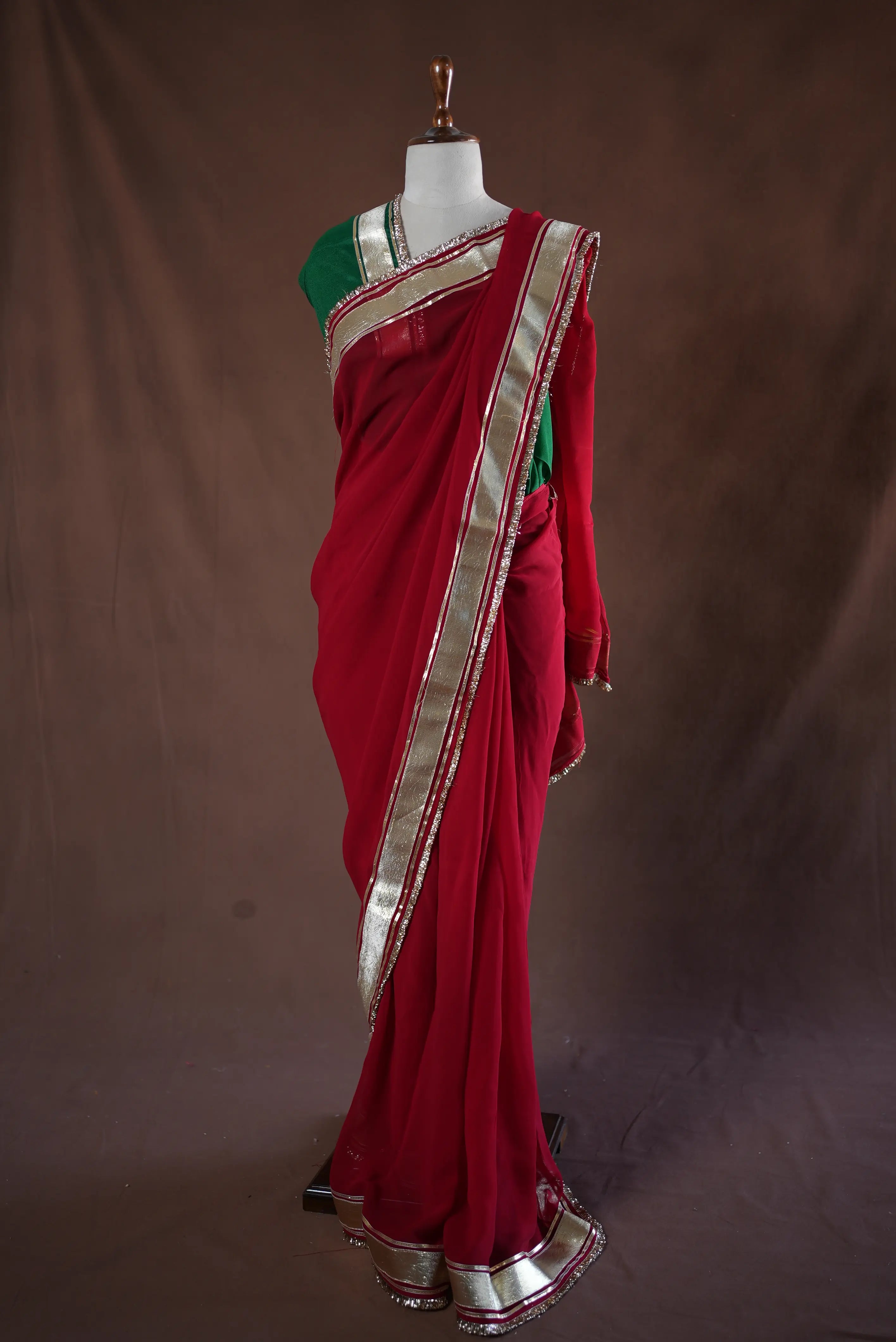 Festive Rajasthani Saree with Charkhi Gota Patti & Aangi Blouse