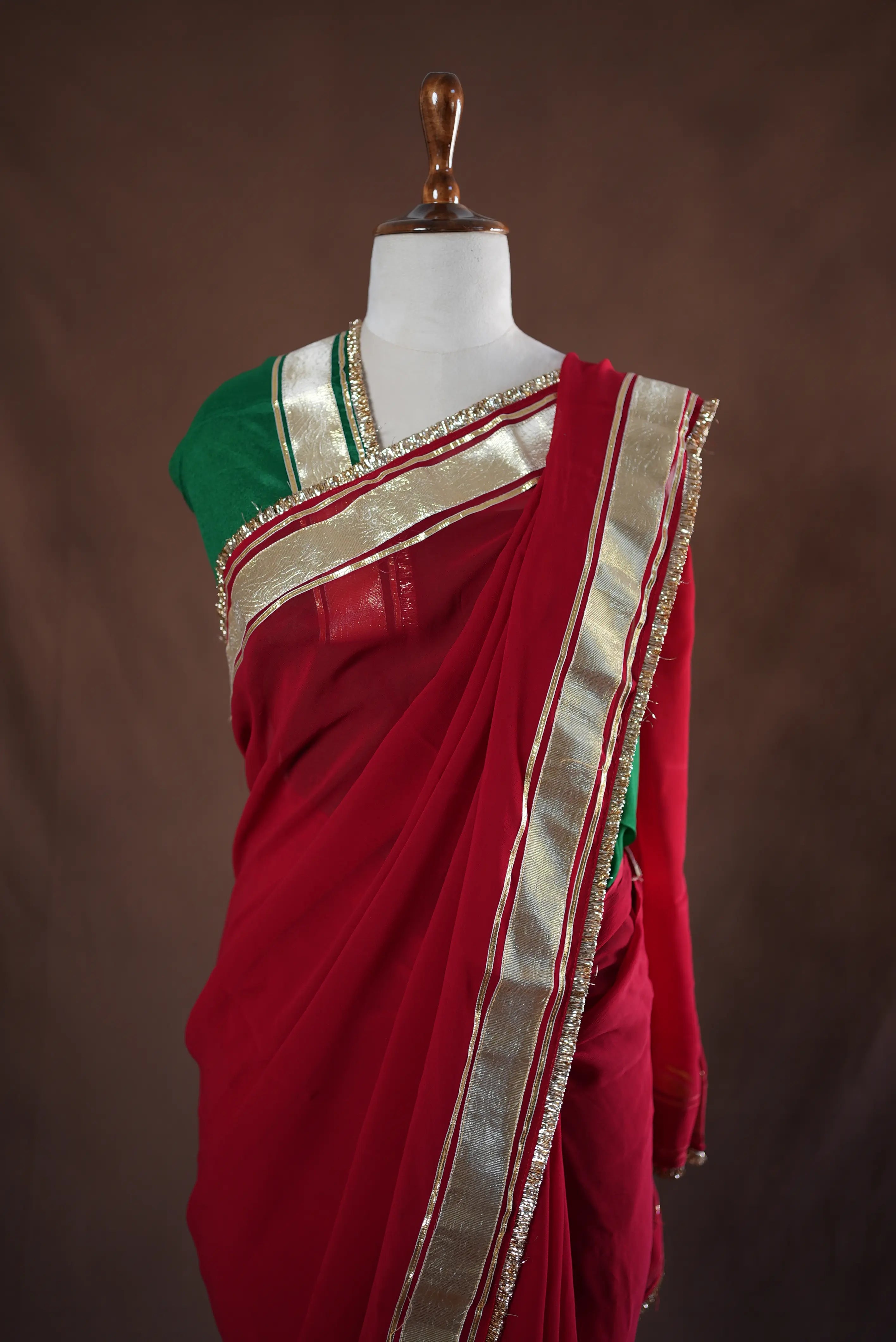 Festive Rajasthani Saree with Charkhi Gota Patti & Aangi Blouse