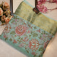multi colour embrodry with sequence work on pure chinon fabric & zari border ##SR0100