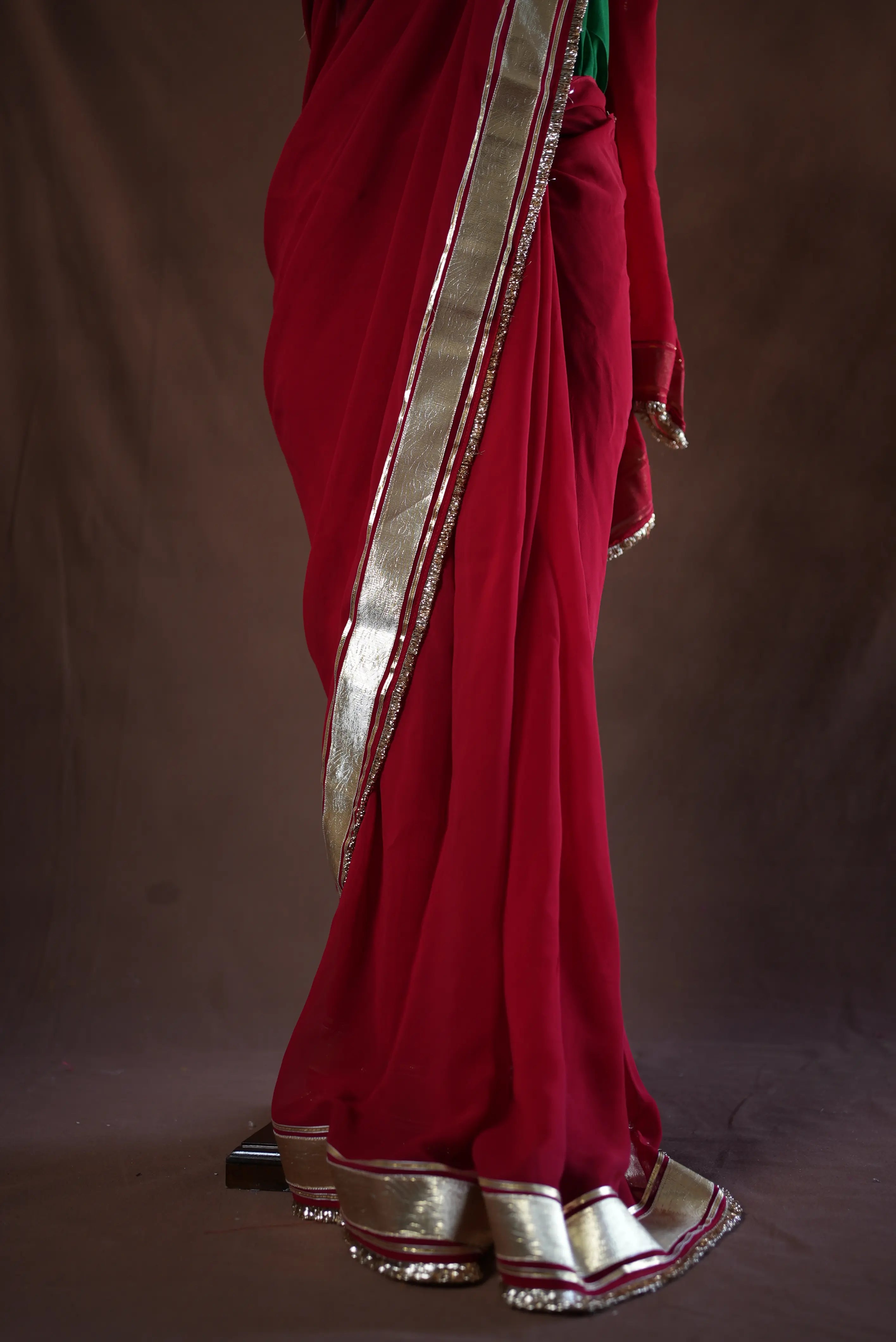 Festive Rajasthani Saree with Charkhi Gota Patti & Aangi Blouse