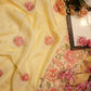 multi colour embrodry with sequence work on pure chinon fabric & zari border ##SR0100