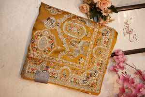 banarshi silk saree with sequence dori work with peacock pattern ##SR101