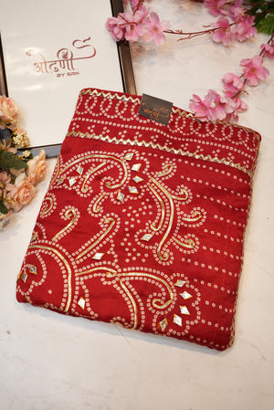 modal gazzi saree bandhani design kacchi gota patti work ##SR0102