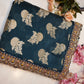Benglori banarasi silk saree with beads work and heavy blouse in contrast work ##SR0104