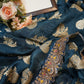 Benglori banarasi silk saree with beads work and heavy blouse in contrast work ##SR0104