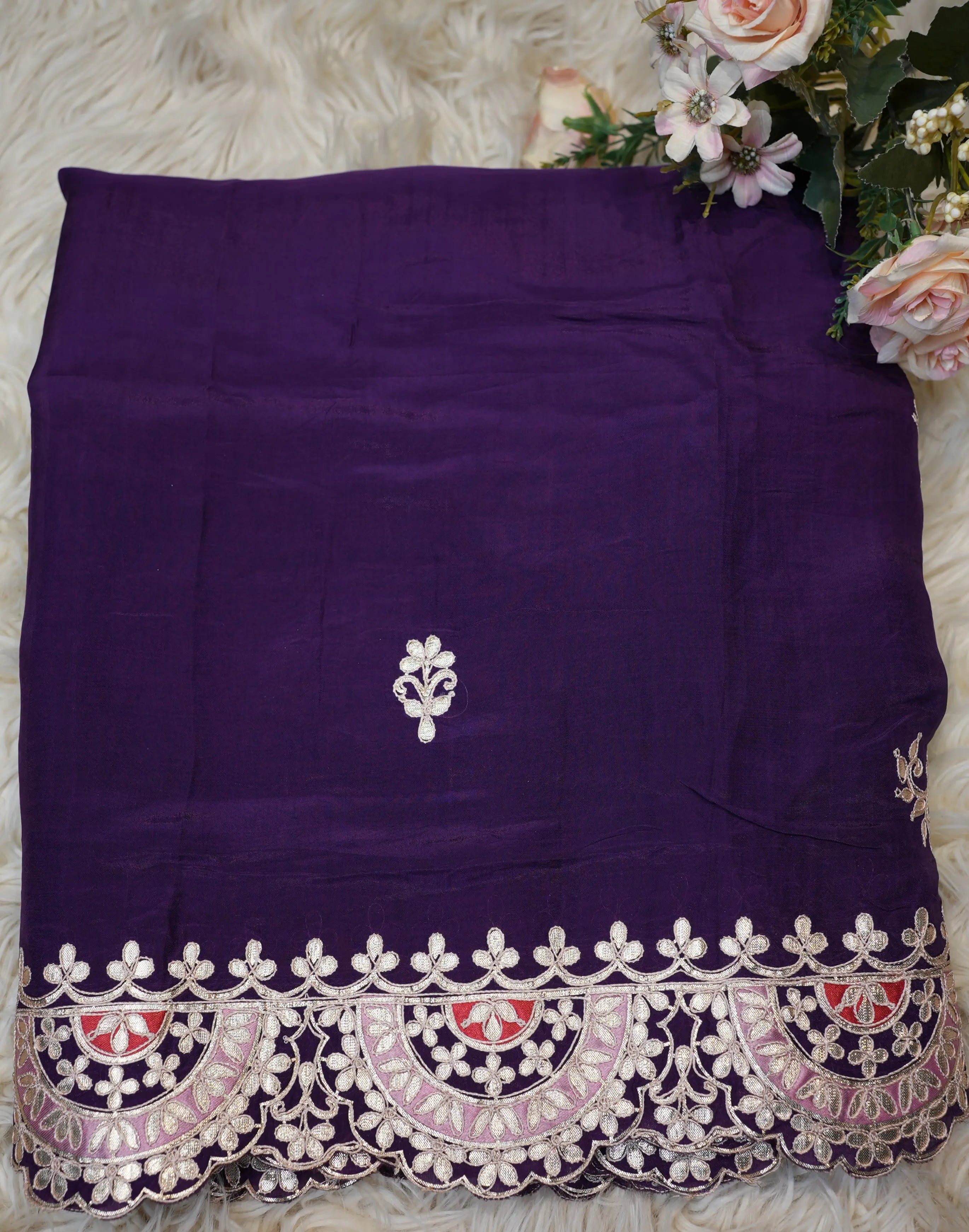 Traditional Saree with Gota Patti Work & Heavy Border (With Blouse)