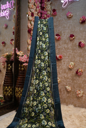 SUMMER SPECIAL DAILY WEAR SAREE WITH FLOWER PRINT ON GEORGETTE FABRIC (WITH BLOUSE) ##SR0194