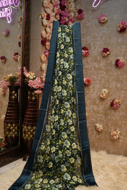 SUMMER SPECIAL DAILY WEAR SAREE WITH FLOWER PRINT ON GEORGETTE FABRIC (WITH BLOUSE) ##SR0194