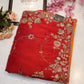 Pure banarasi silk saree with handwork and heavy kolkata work blouse in contrast ##SR0105