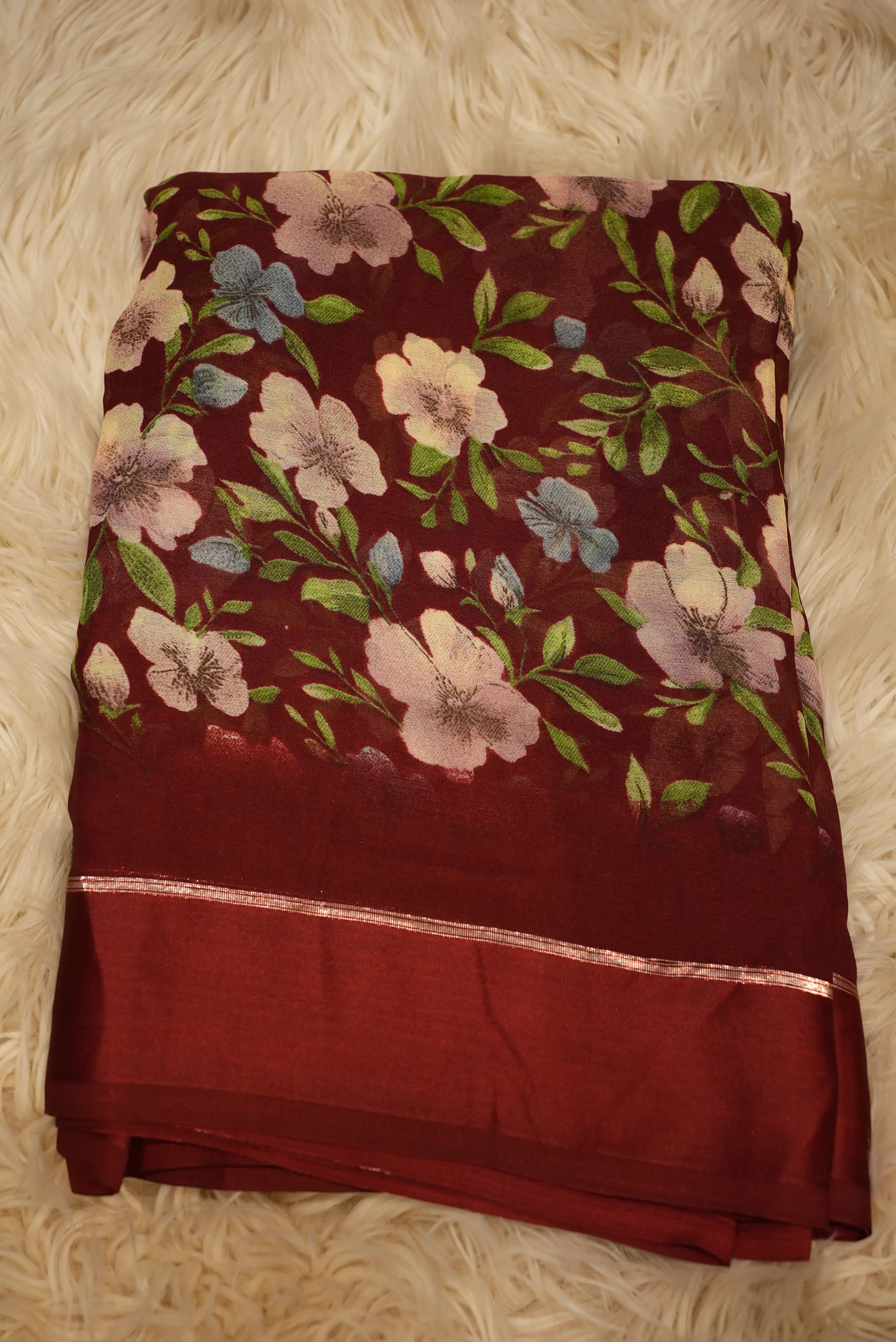 Summer Special Daily Wear Georgette Saree with Floral Print (With Blouse)