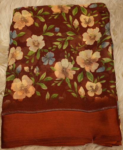 SUMMER SPECIAL DAILY WEAR SAREE WITH FLOWER PRINT ON GEORGETTE FABRIC (WITH BLOUSE) ##SR0194