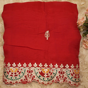 TRADITIONAL GOTA PATI WORK SAREE WITH HEAVY BORDER  (WITH BLOUSE) ##SR0192