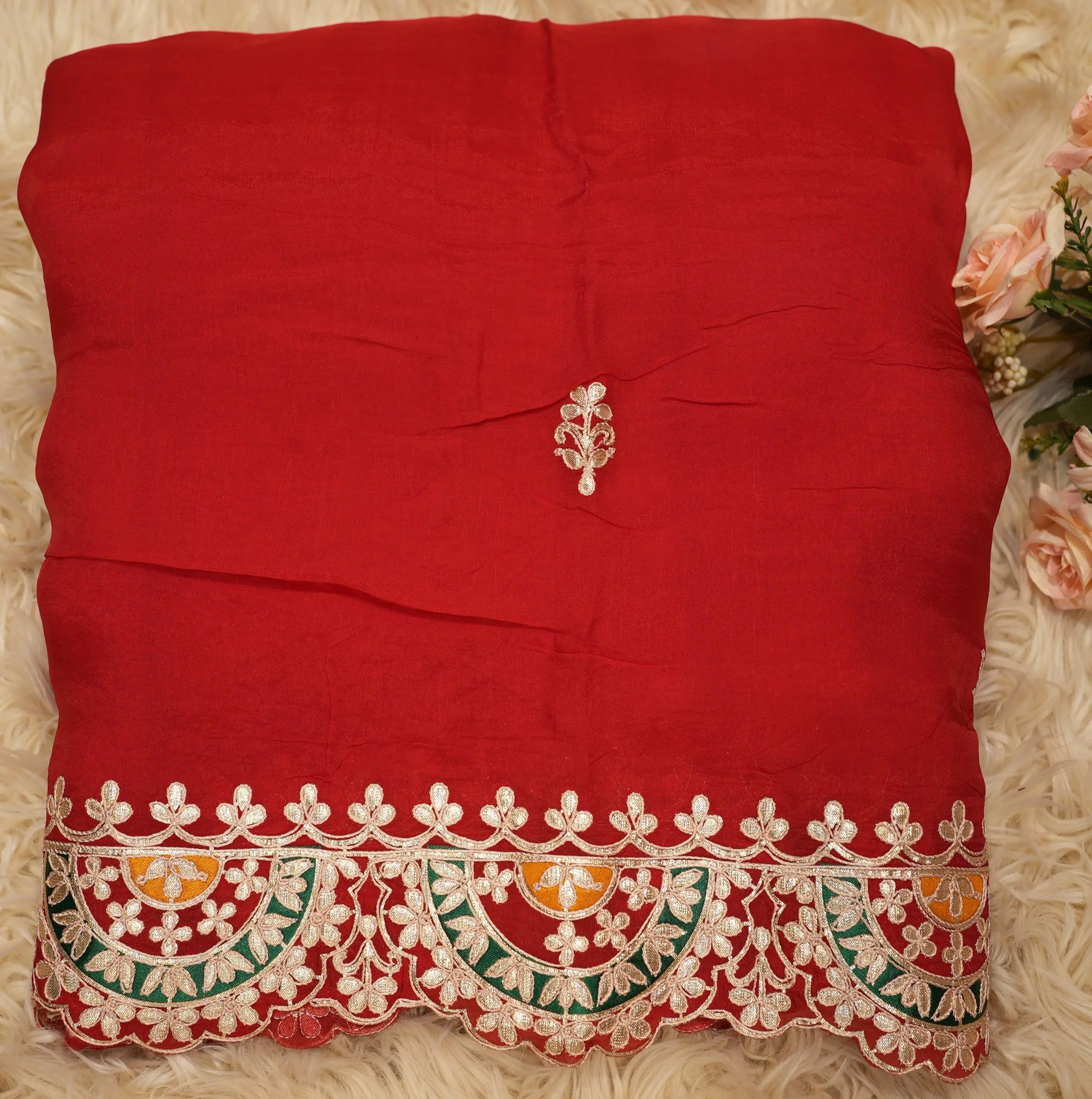Traditional Saree with Gota Patti Work & Heavy Border (With Blouse)