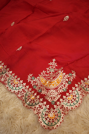 TRADITIONAL GOTA PATI WORK SAREE WITH HEAVY BORDER  (WITH BLOUSE) ##SR0192