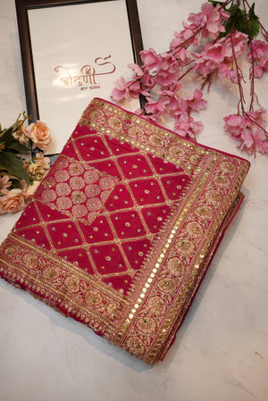 Pure georgette saree zardozi with gota patti and cut dana work ##SR0107