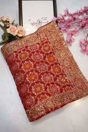 Pure Kaddhi georgette saree with zardozi handwork ##SR0108