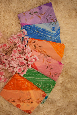 CHIFFON FABRIC SAREE WITH CHUNRI LEHRIYA PRINT (SHADED SAREE) (WHITOUT BLOUSE) ##SR0186