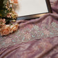 Glass tissue fabric saree with pure handwork and heavy blouse ##SR0116