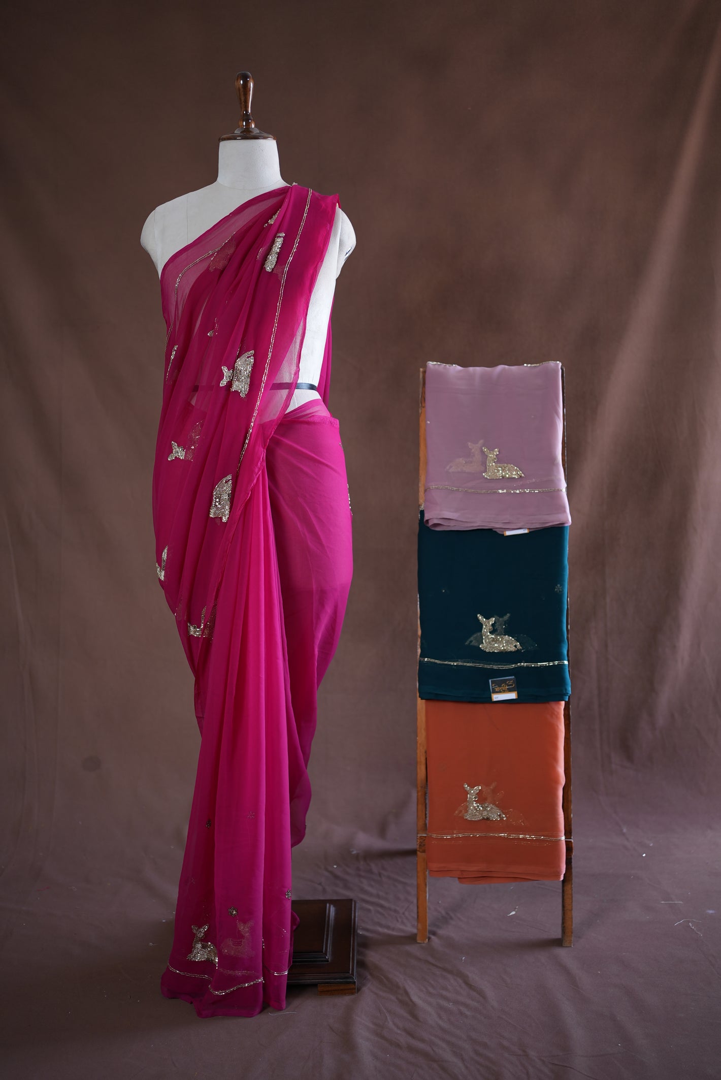 DARBARI SAREE WITH CUTDANA AND EMBROIDERY & CUTDANA WORK ON GEORGETTE FABRIC  ##SR450