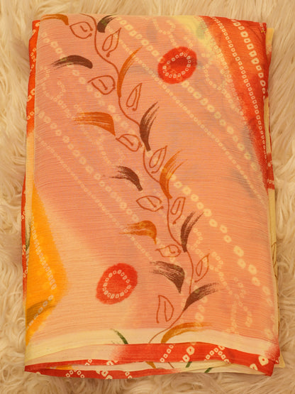 CHIFFON FABRIC SAREE WITH CHUNRI LEHRIYA PRINT (SHADED SAREE) (WHITOUT BLOUSE) ##SR0186