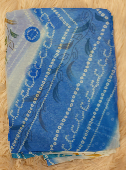 CHIFFON FABRIC SAREE WITH CHUNRI LEHRIYA PRINT (SHADED SAREE) (WHITOUT BLOUSE) ##SR0186