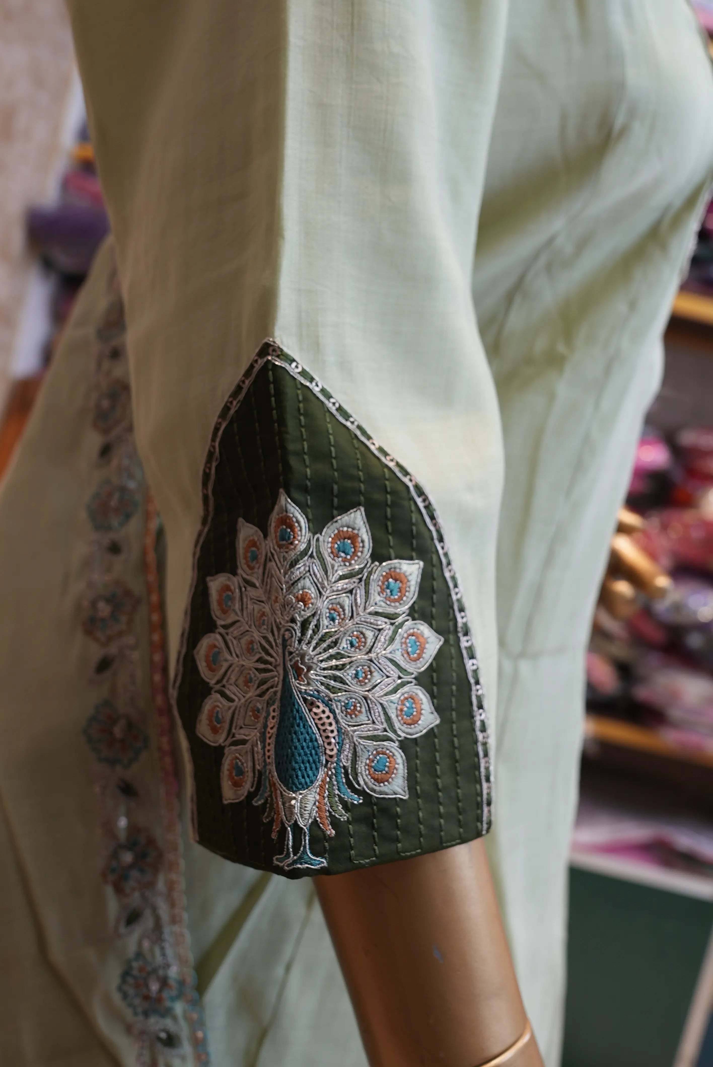 Elegant Pastel Green Kurta Set with Embroidered Dupatta