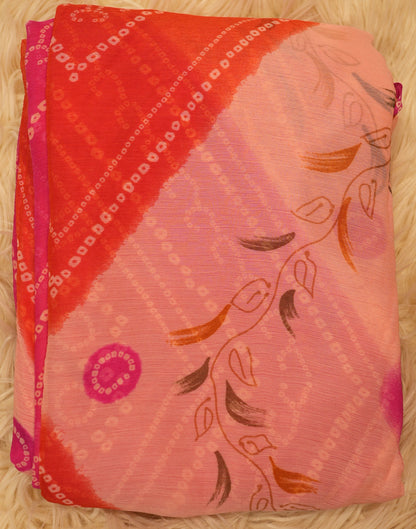 CHIFFON FABRIC SAREE WITH CHUNRI LEHRIYA PRINT (SHADED SAREE) (WHITOUT BLOUSE) ##SR0186