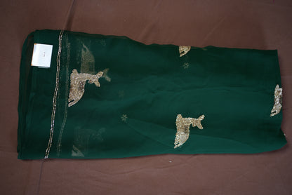 DARBARI SAREE WITH CUTDANA AND EMBROIDERY & CUTDANA WORK ON GEORGETTE FABRIC  ##SR450