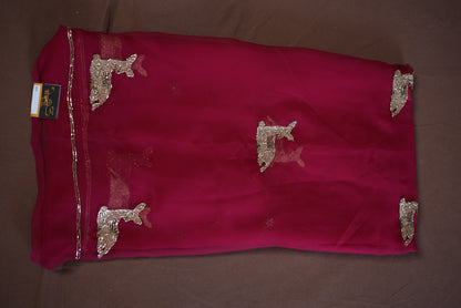 DARBARI SAREE WITH CUTDANA AND EMBROIDERY & CUTDANA WORK ON GEORGETTE FABRIC  ##SR450