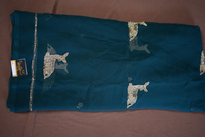 DARBARI SAREE WITH CUTDANA AND EMBROIDERY & CUTDANA WORK ON GEORGETTE FABRIC  ##SR450