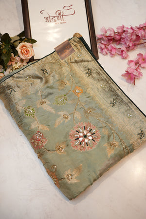 Benglori silk saree with flower pattern & multicolur zari weaving with kolkata handwork ##SR0122