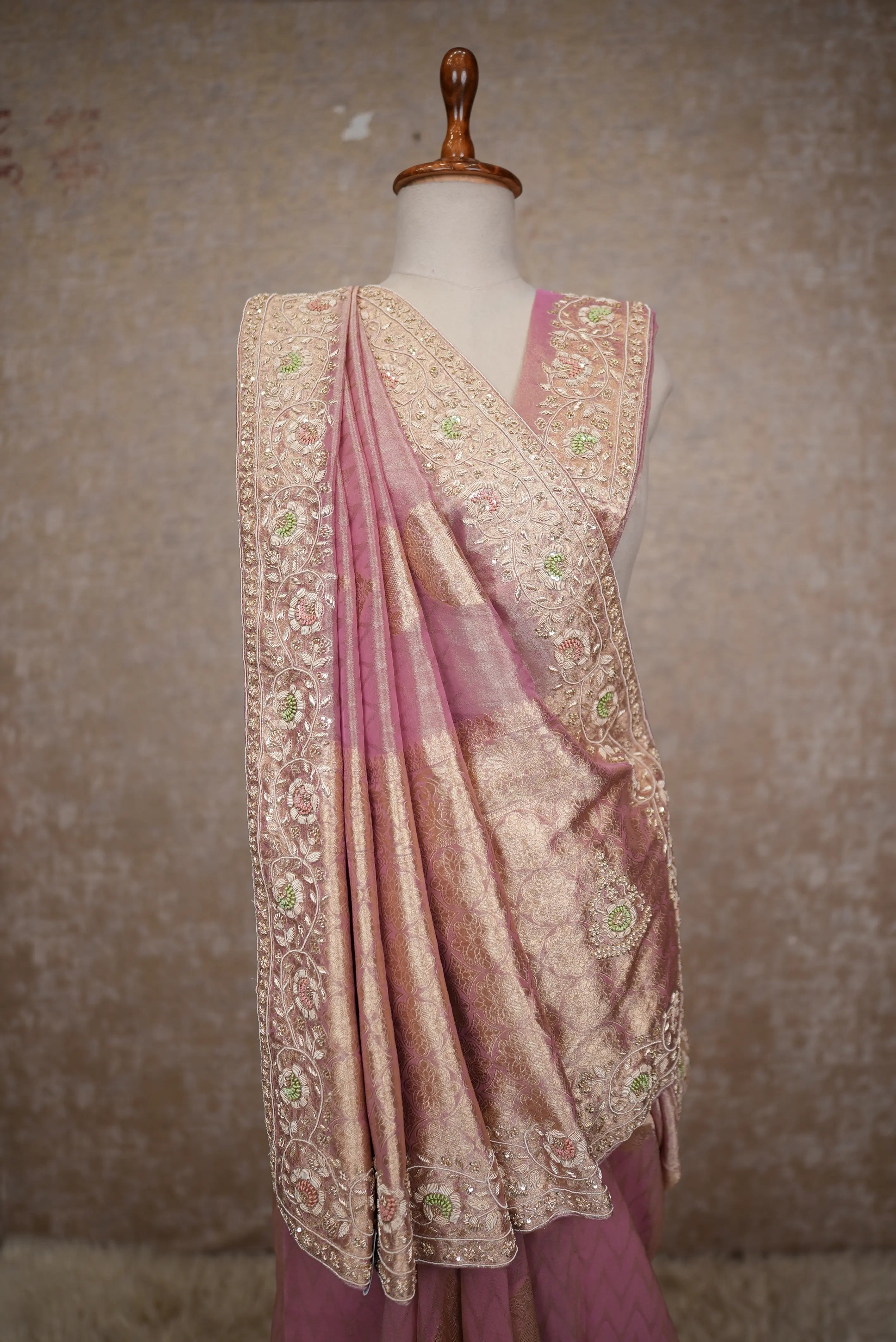 Pure Tissue Fabric Zardozi Handwork Saree – Premium Ethnic Collection
