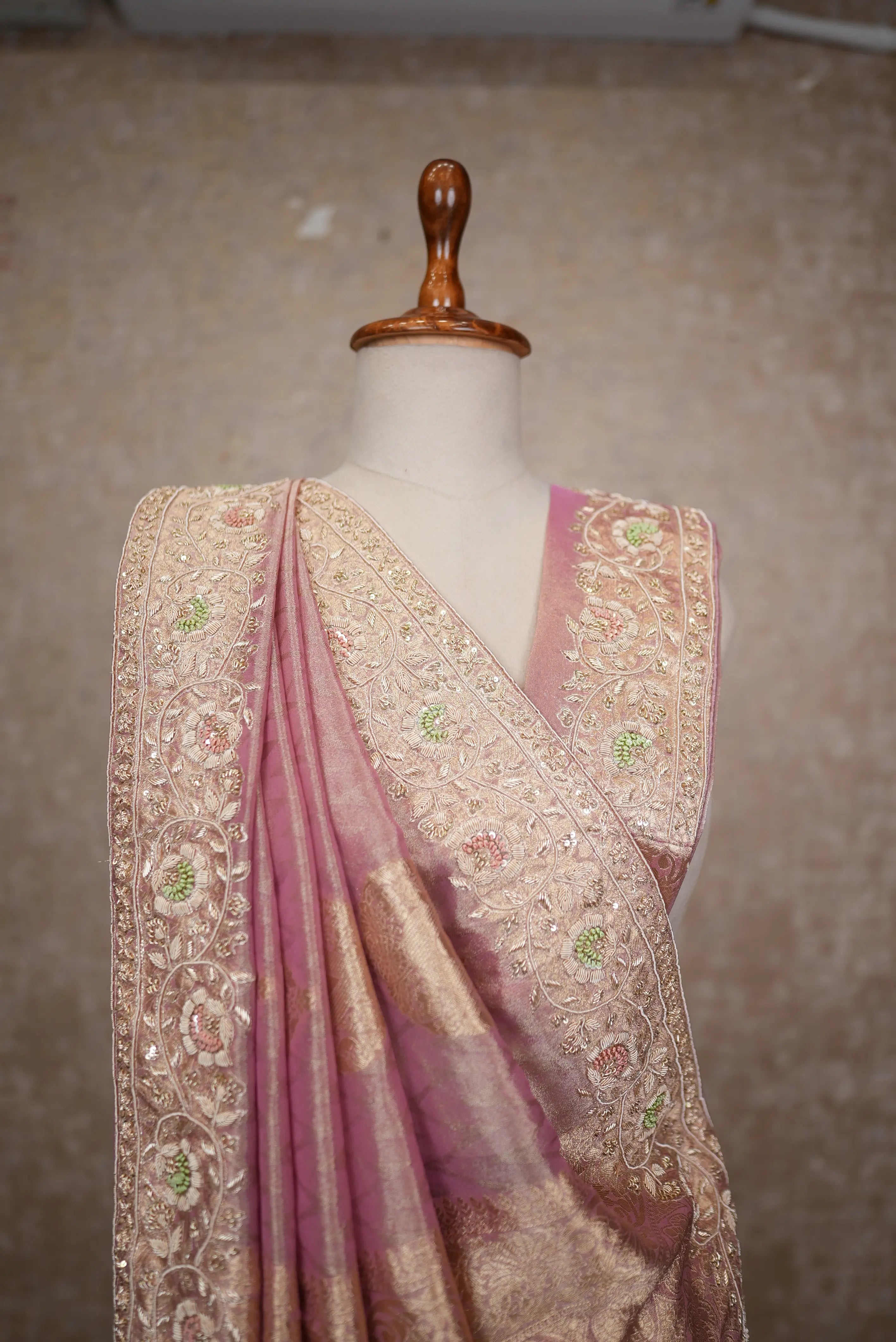 Pure Tissue Fabric Zardozi Handwork Saree – Premium Ethnic Collection