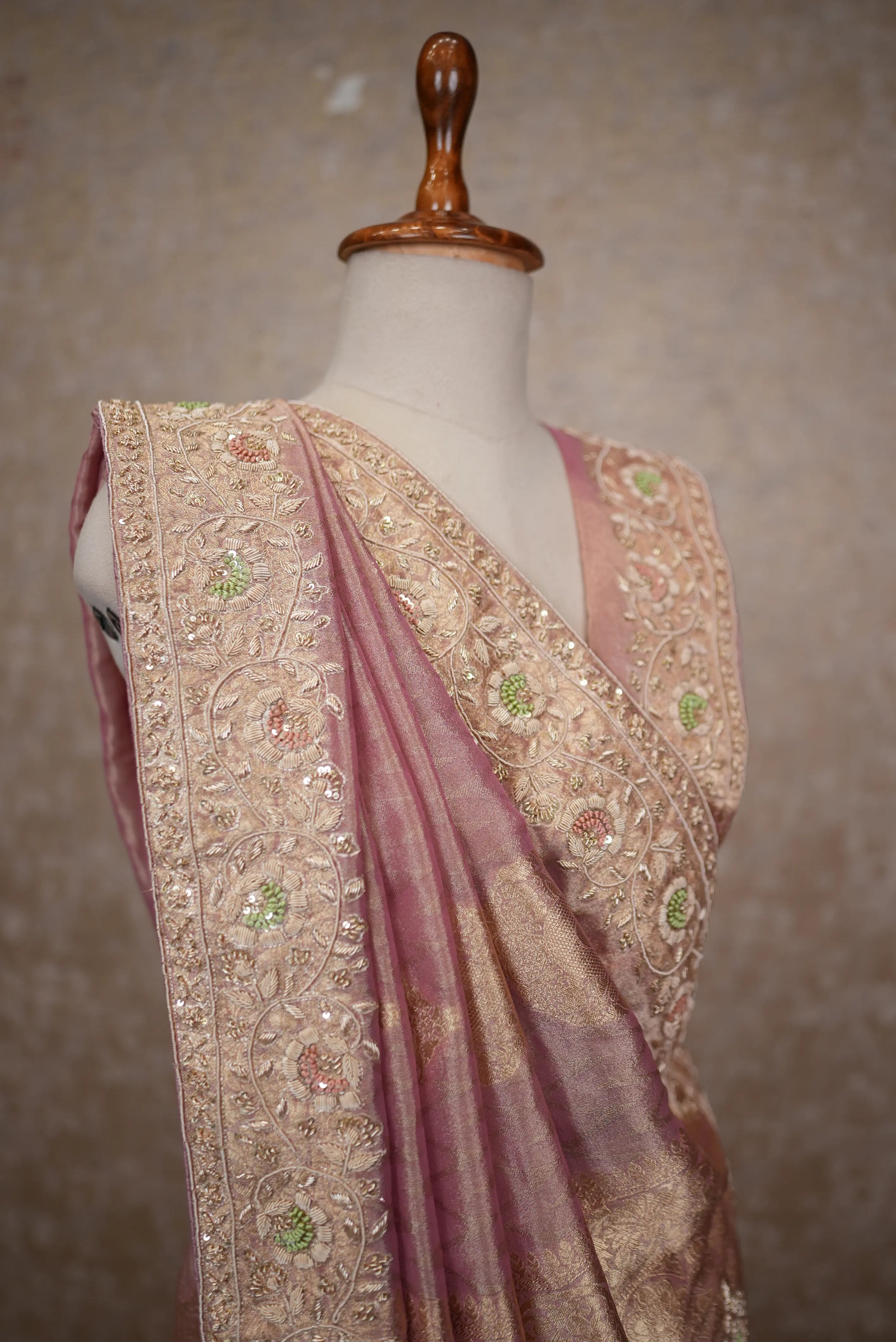 Pure Tissue Fabric Zardozi Handwork Saree – Premium Ethnic Collection