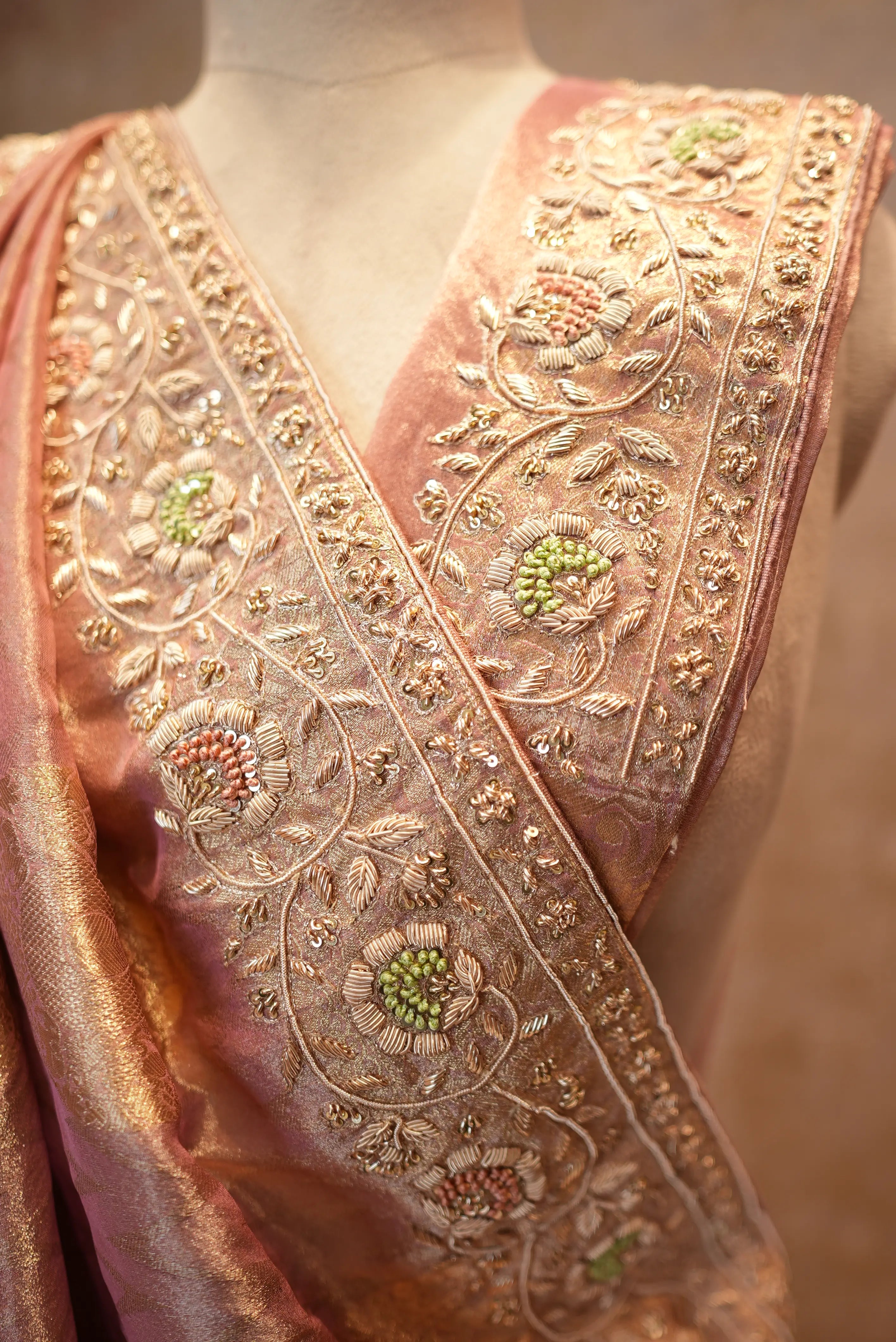 Pure Tissue Fabric Zardozi Handwork Saree – Premium Ethnic Collection