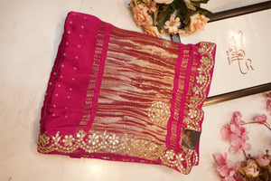 Modal gazzi saree with gota patti work & bandhani design # # SR0125
