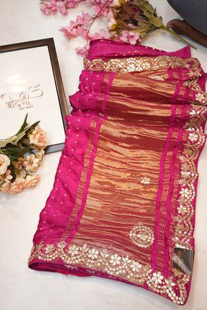 Modal gazzi saree with gota patti work & bandhani design # # SR0125