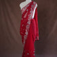RAJPUTI JALL PATTERN SAREE ON CHIFFON FABRIC WITH PITA WORK AND PEACOCK PATTERN BORDER (WITH BLOUSE) ##SR452