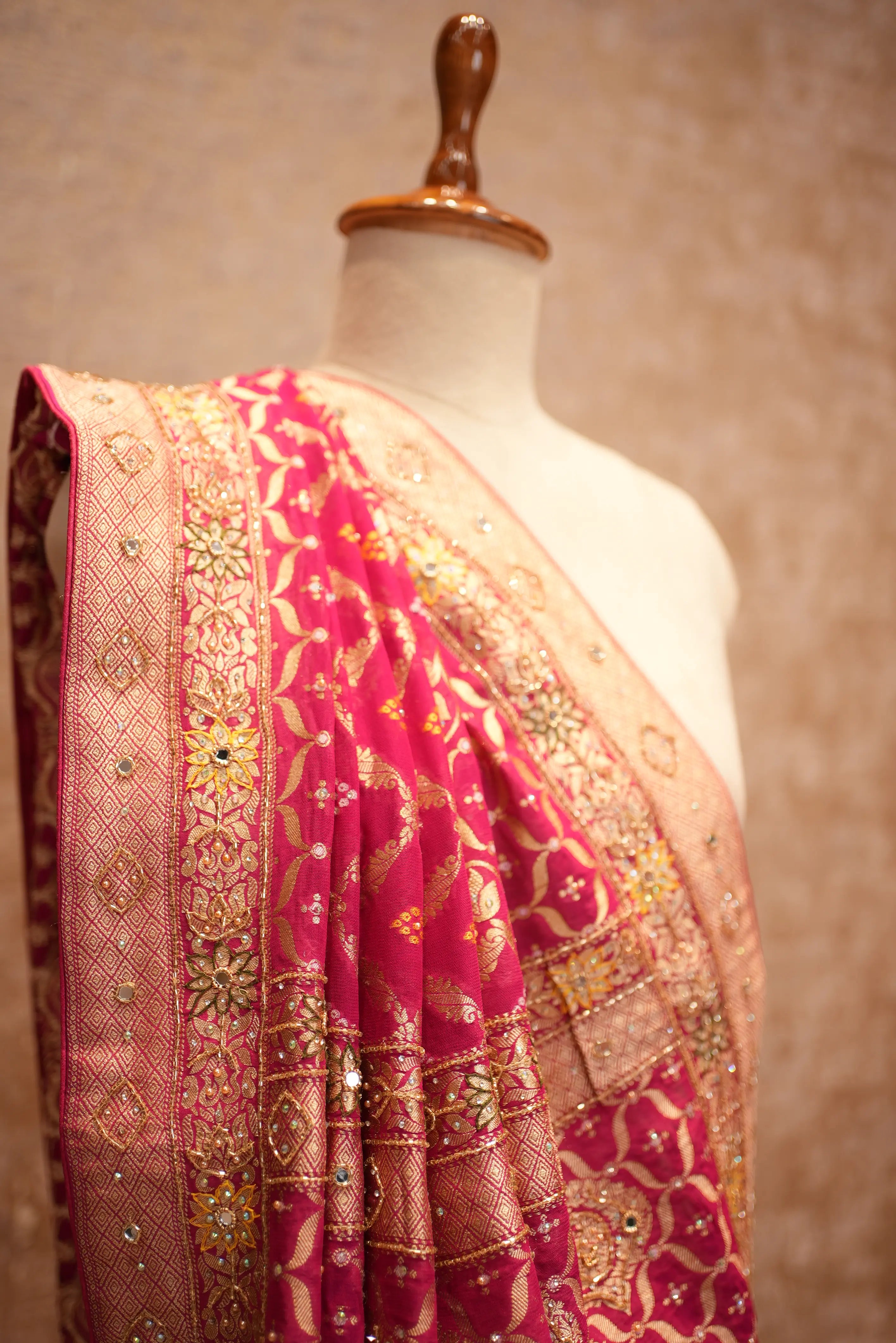 Rajasthani Traditional Bandhani Saree in Khadi Georgette Fabric