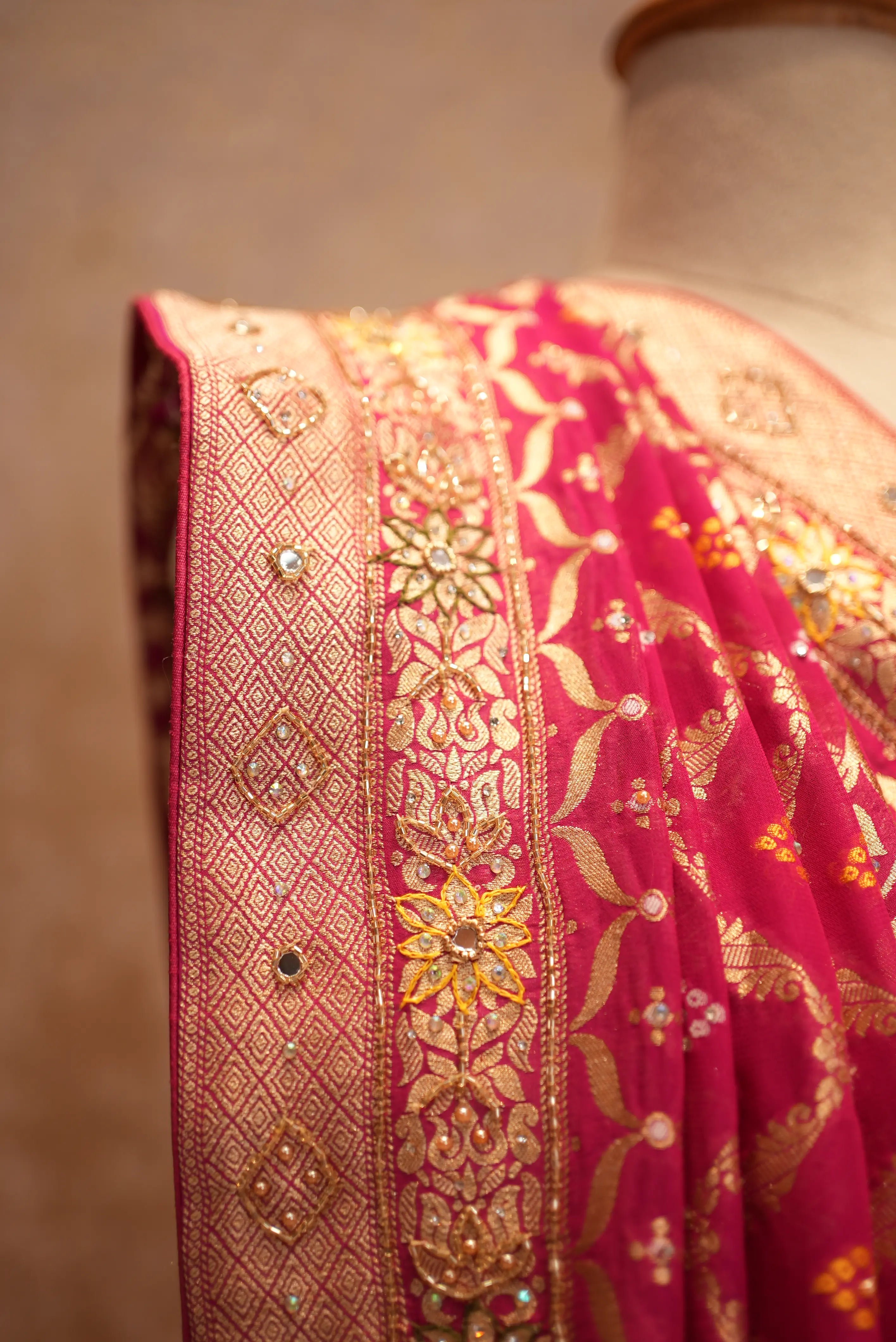 Rajasthani Traditional Bandhani Saree in Khadi Georgette Fabric