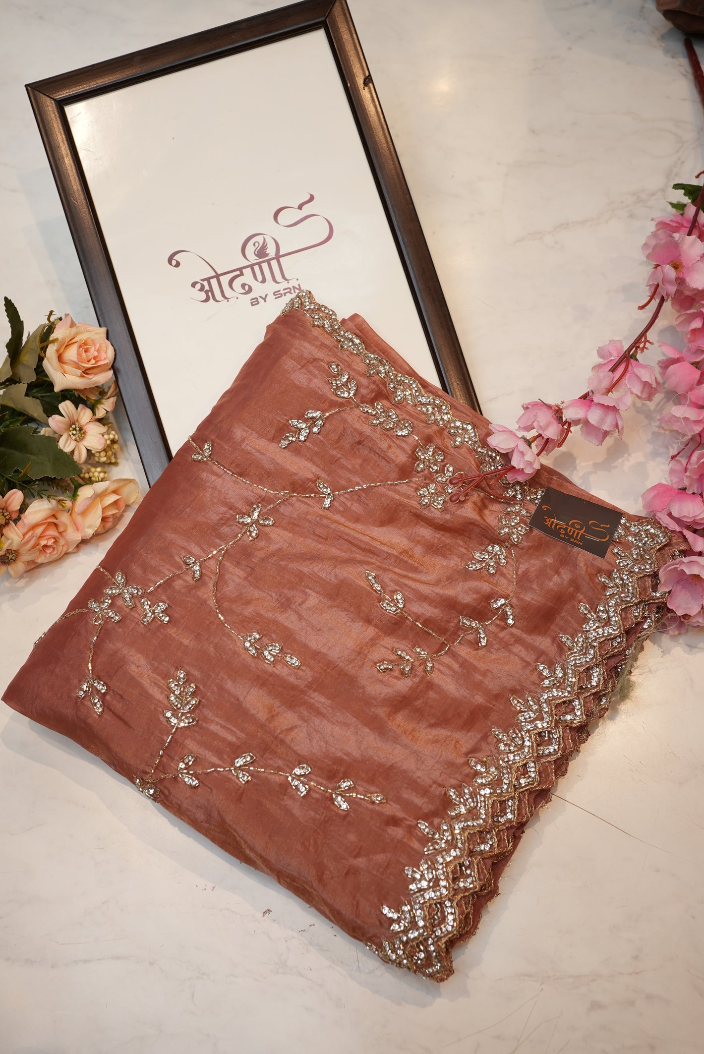 Tissue fabric saree with cut dana and jerkan work with heavy blouse ##SR0129